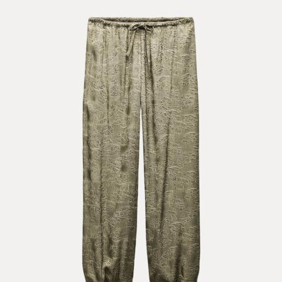 Zara ZW COLLECTION TIED JACQUARD PANTS - Picture 3 of 7